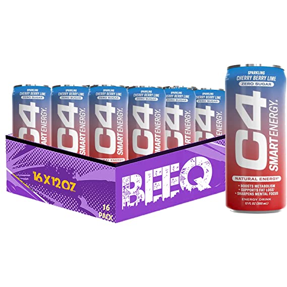C4 Smart Energy Drink - 12 oz, (Pack of 16) - Cherry Berry Lime - Suga –  BEEQ